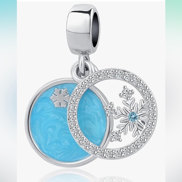 Silver Snowflake winter Christmas  charm fits all pandoras 925 - Picture 2 of 3